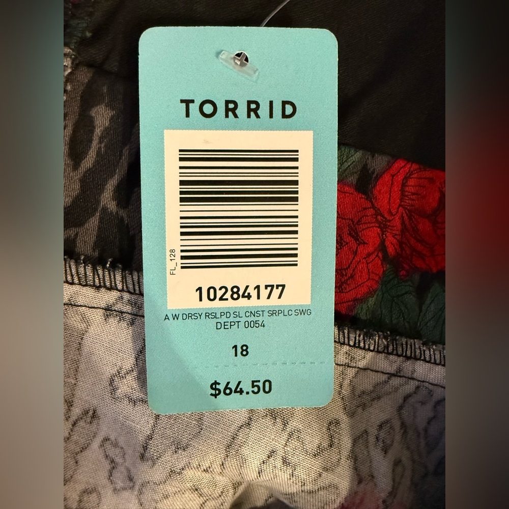 Torrid Gray Animal Leopard Print Rose Fit & Flare Skater Dress sz 18 pockets nwt - Picture 11 of 11